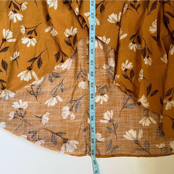 Tiered Wrap Skirt Maxi Floral Ruffle  Gold Size Large Cottage Boho Gypsy Peasant - Picture 9 of 9